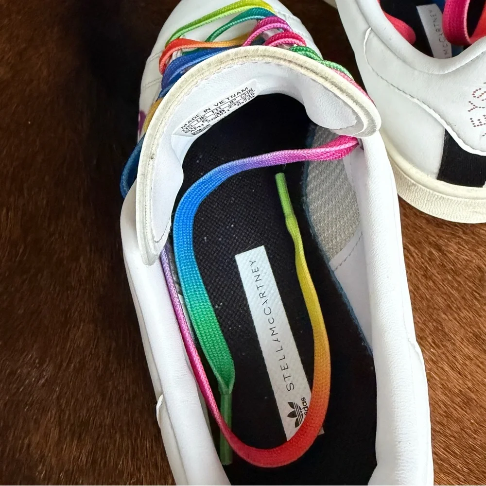 LIKE NEW Adidas x Stella McCartney Stan Smith Sneakers | Rainbow Laces | Women’s - Picture 5 of 8